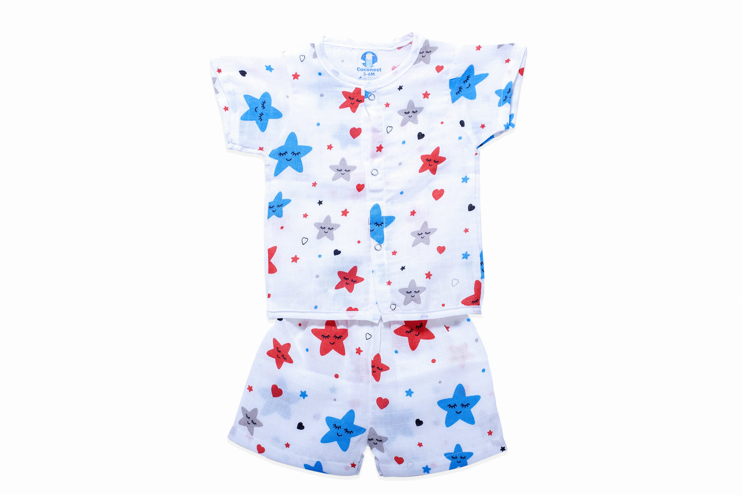 Muslin Jhabla Short Set- Starry Snuggles - Coconest Kids