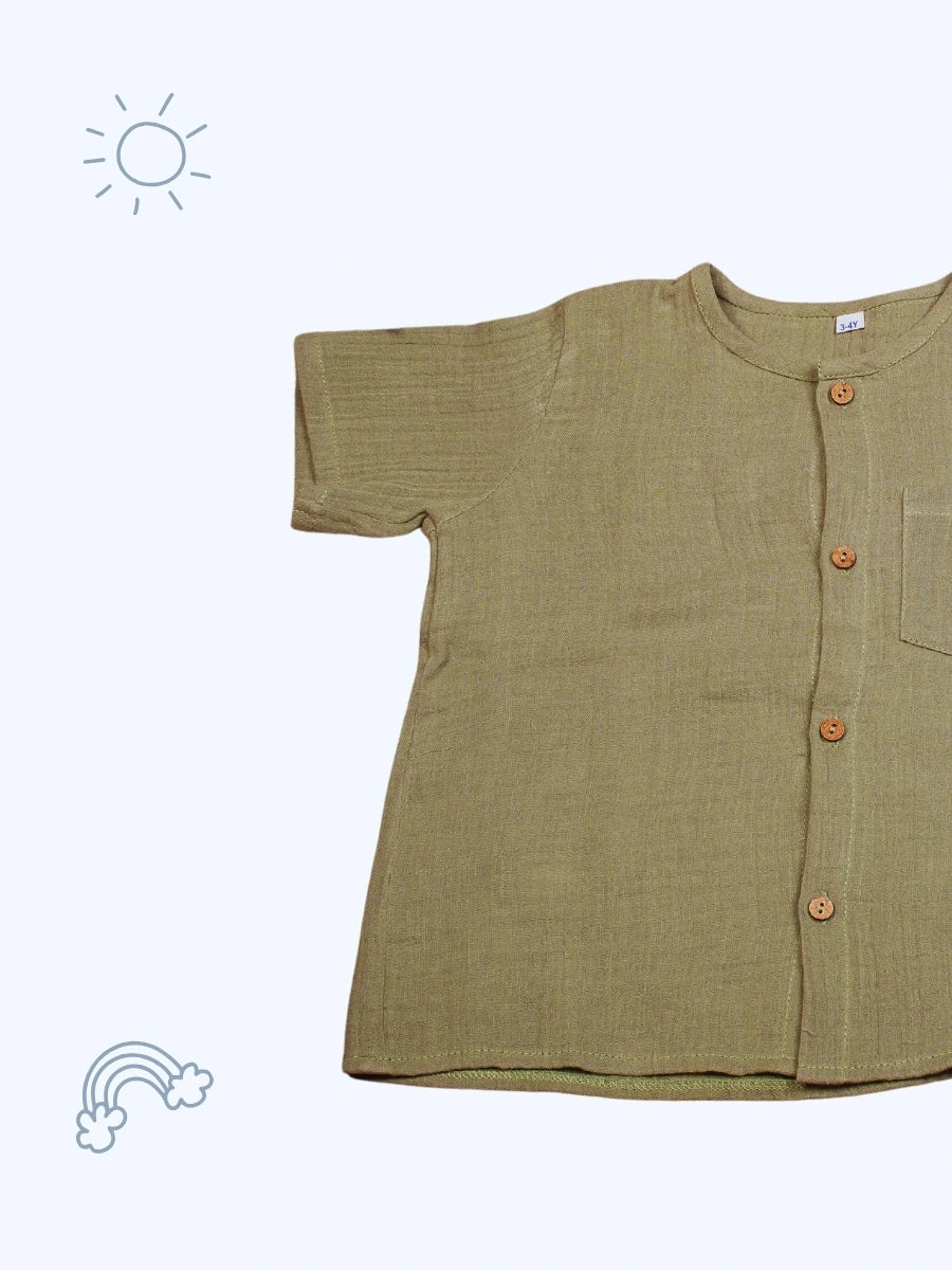 Organic Cotton Boys Co-ord Set– Olive Green - Coconest Kids