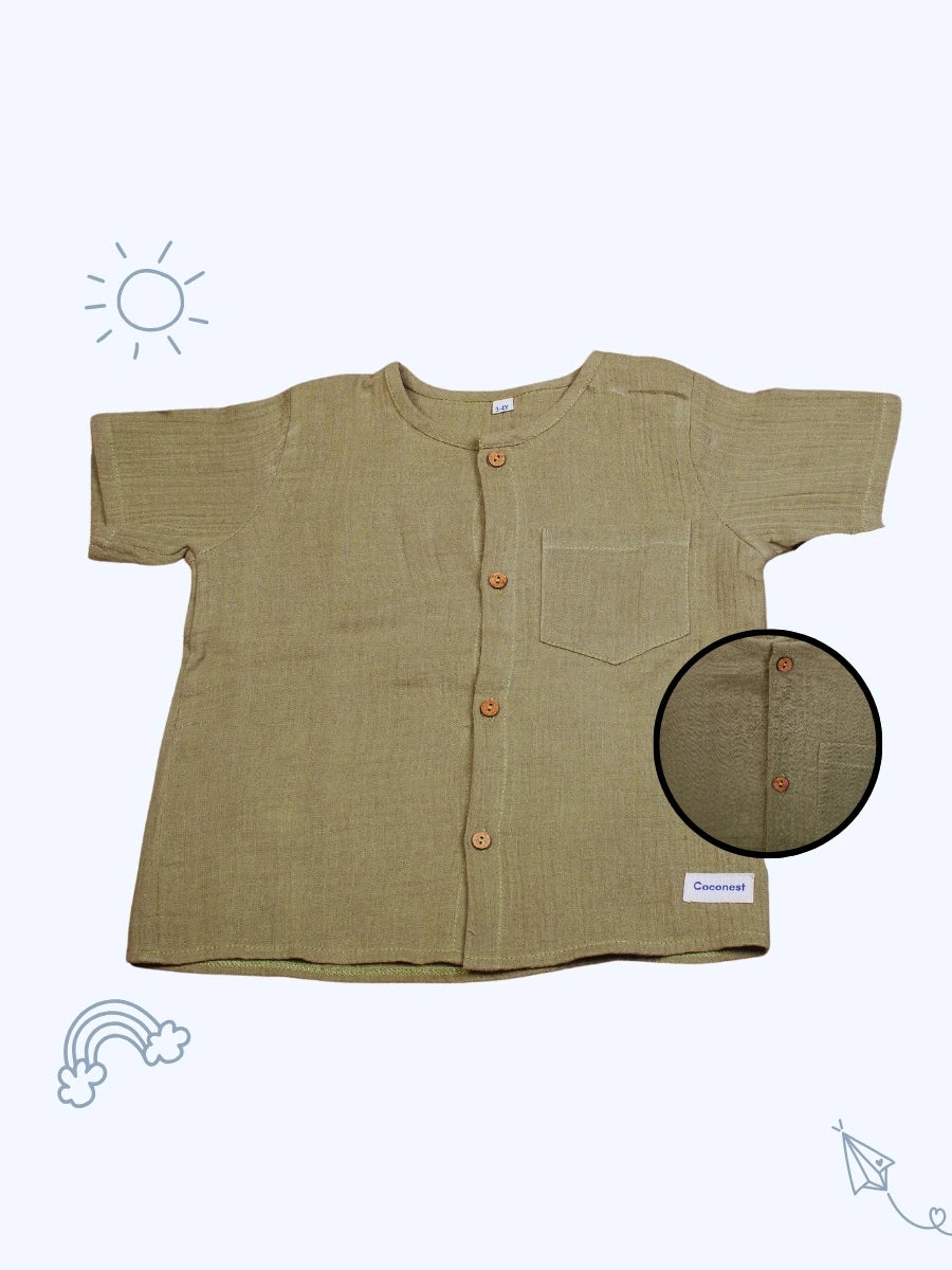 Organic Cotton Boys Co-ord Set– Olive Green - Coconest Kids