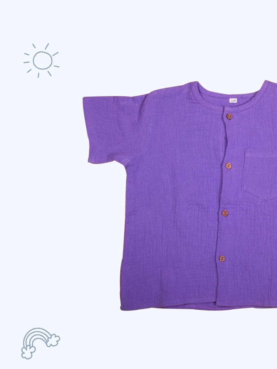 Organic Cotton Boys Co-ord Set – Pansy Purple - Coconest Kids