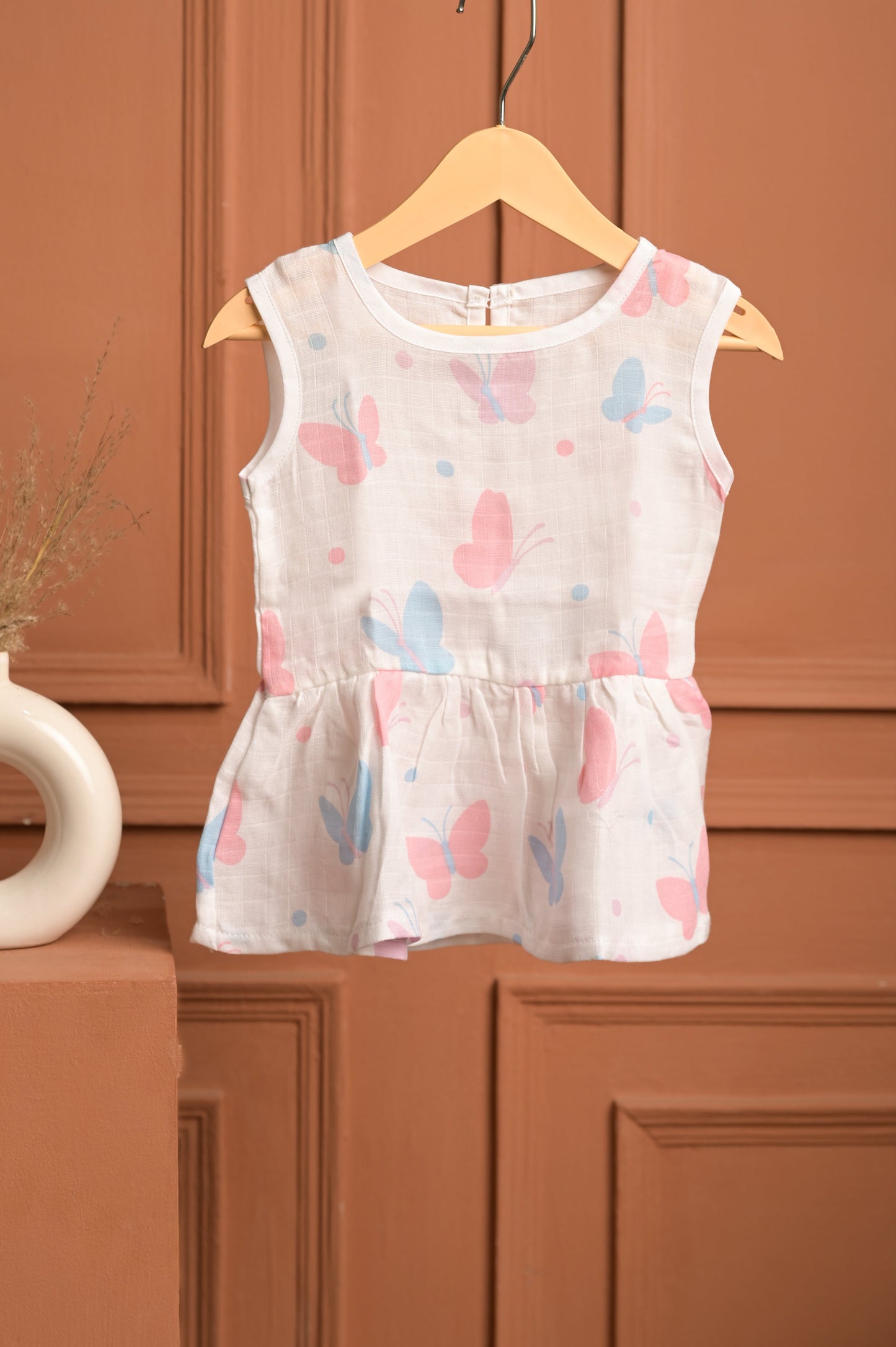 GOTS Certified- Butterfly Muslin Frock - Coconest Kids