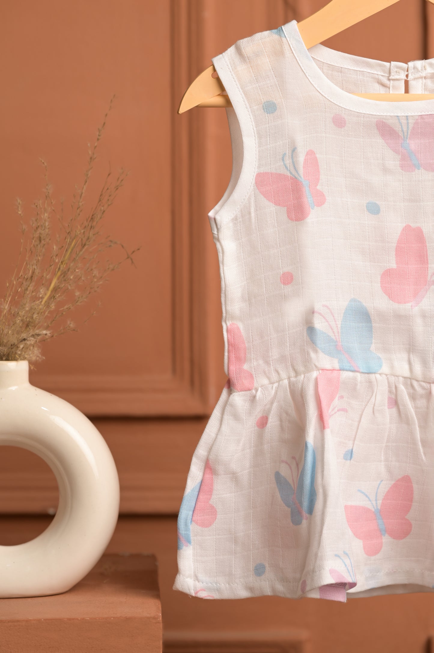 GOTS Certified- Butterfly Muslin Frock - Coconest Kids