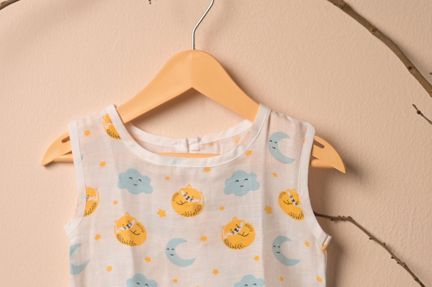 GOTS Certified- Sleepy Fox Muslin Frock - Coconest Kids