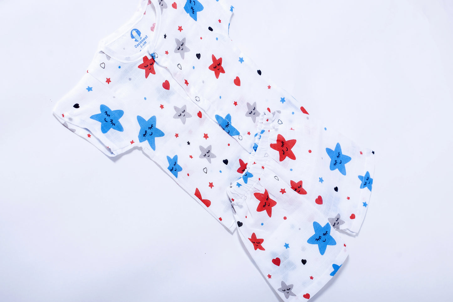 Muslin Jhabla Short Set- Starry Snuggles - Coconest Kids