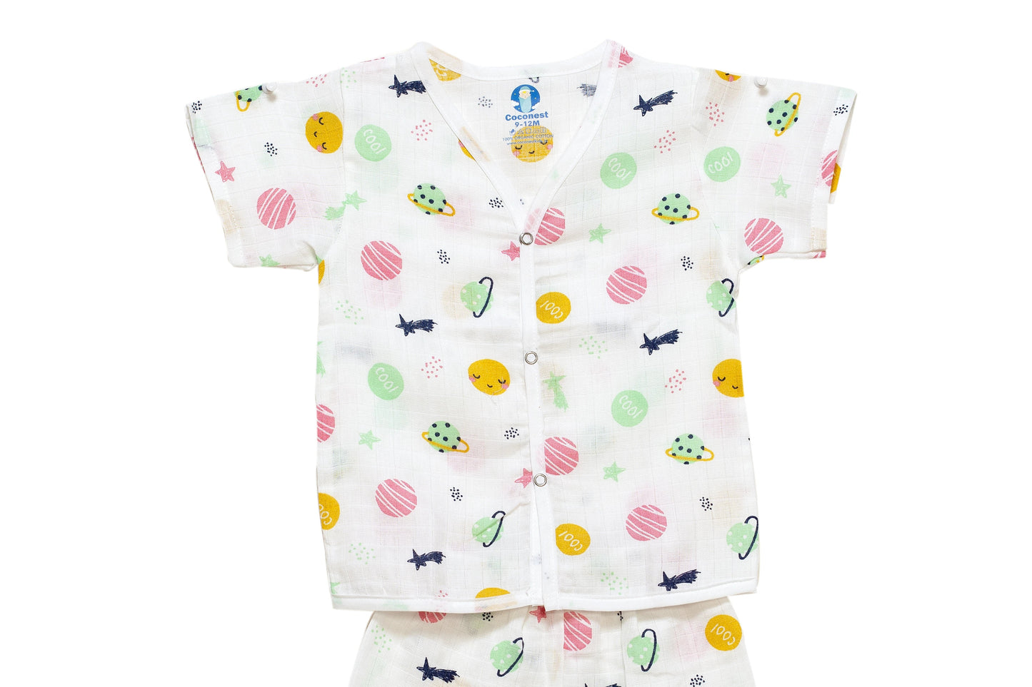 Muslin Jhabla Short Set- Cosmic Cuddles - Coconest Kids