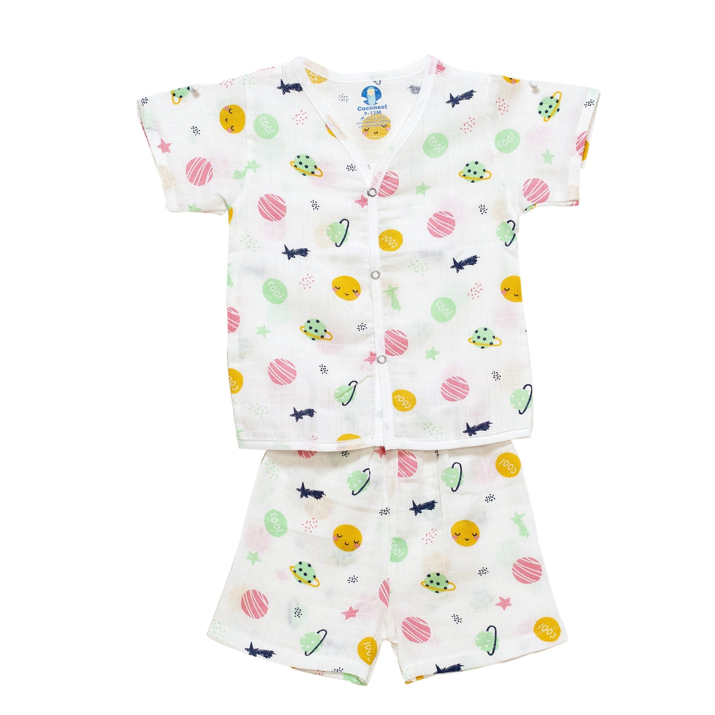 Muslin Jhabla Short Set- Cosmic Cuddles - Coconest Kids