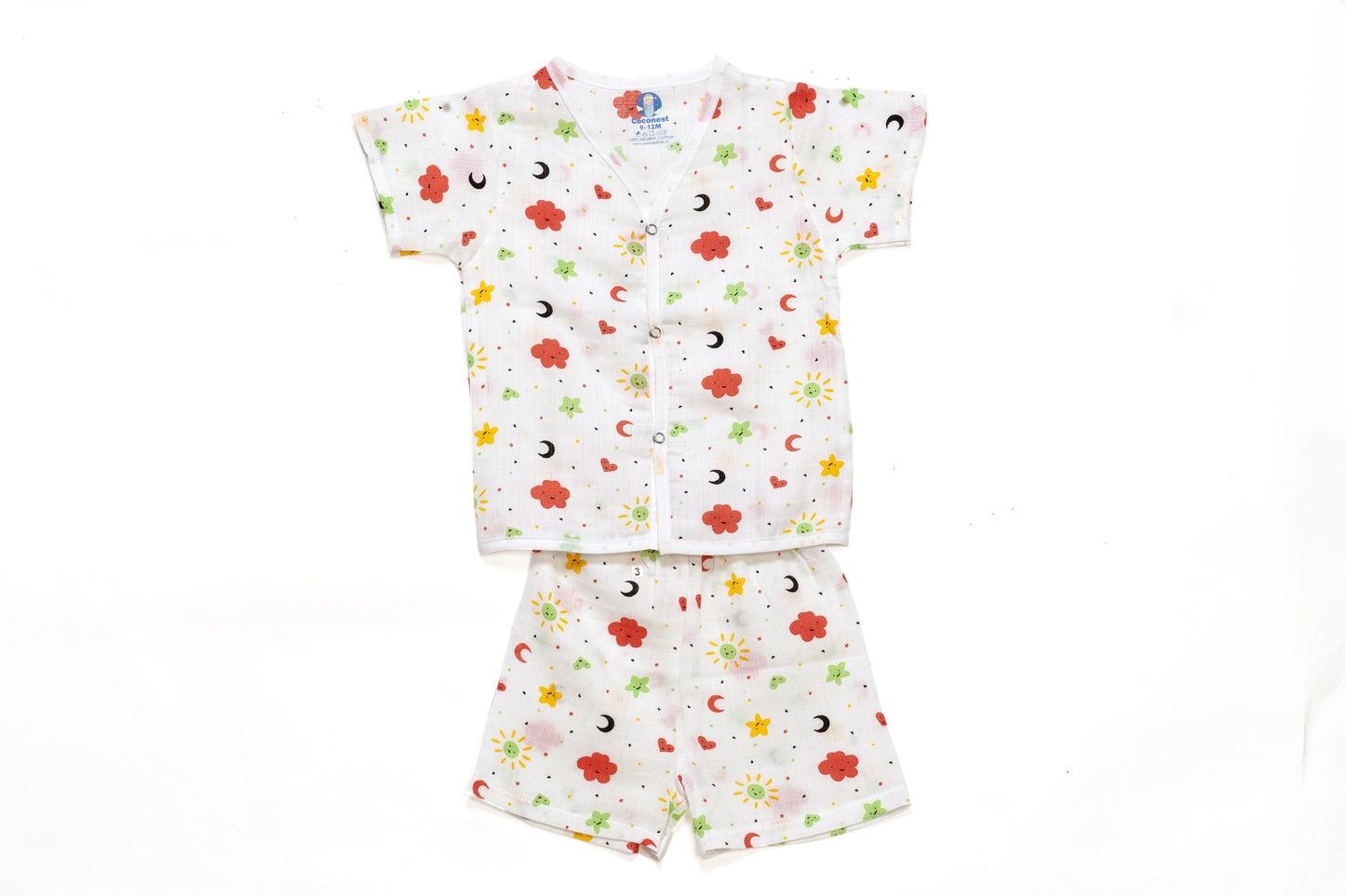 Muslin Jhabla Short Set- Celestial Snuggles - Coconest Kids