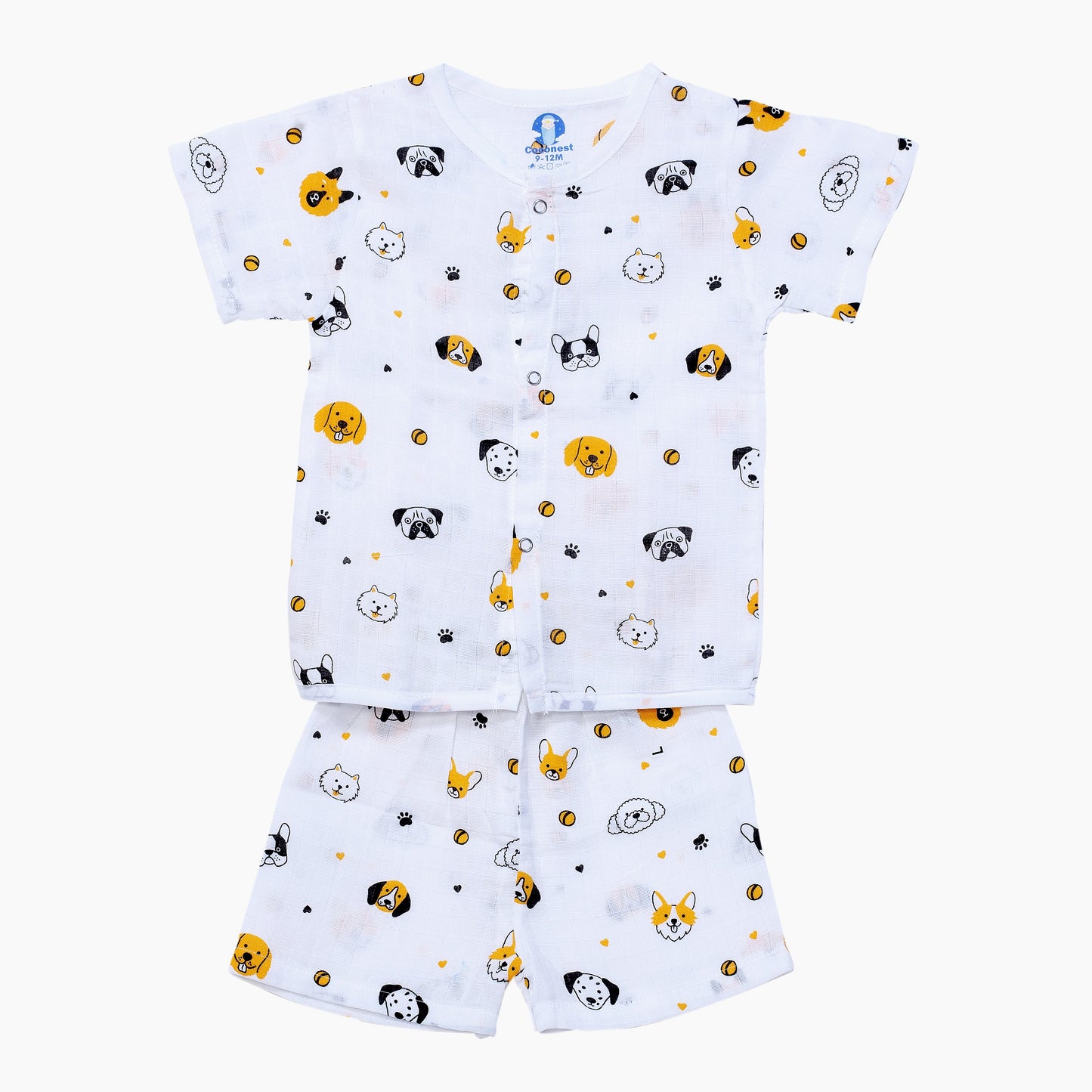 Muslin Jhabla Short Set- Puppy Pals - Coconest Kids