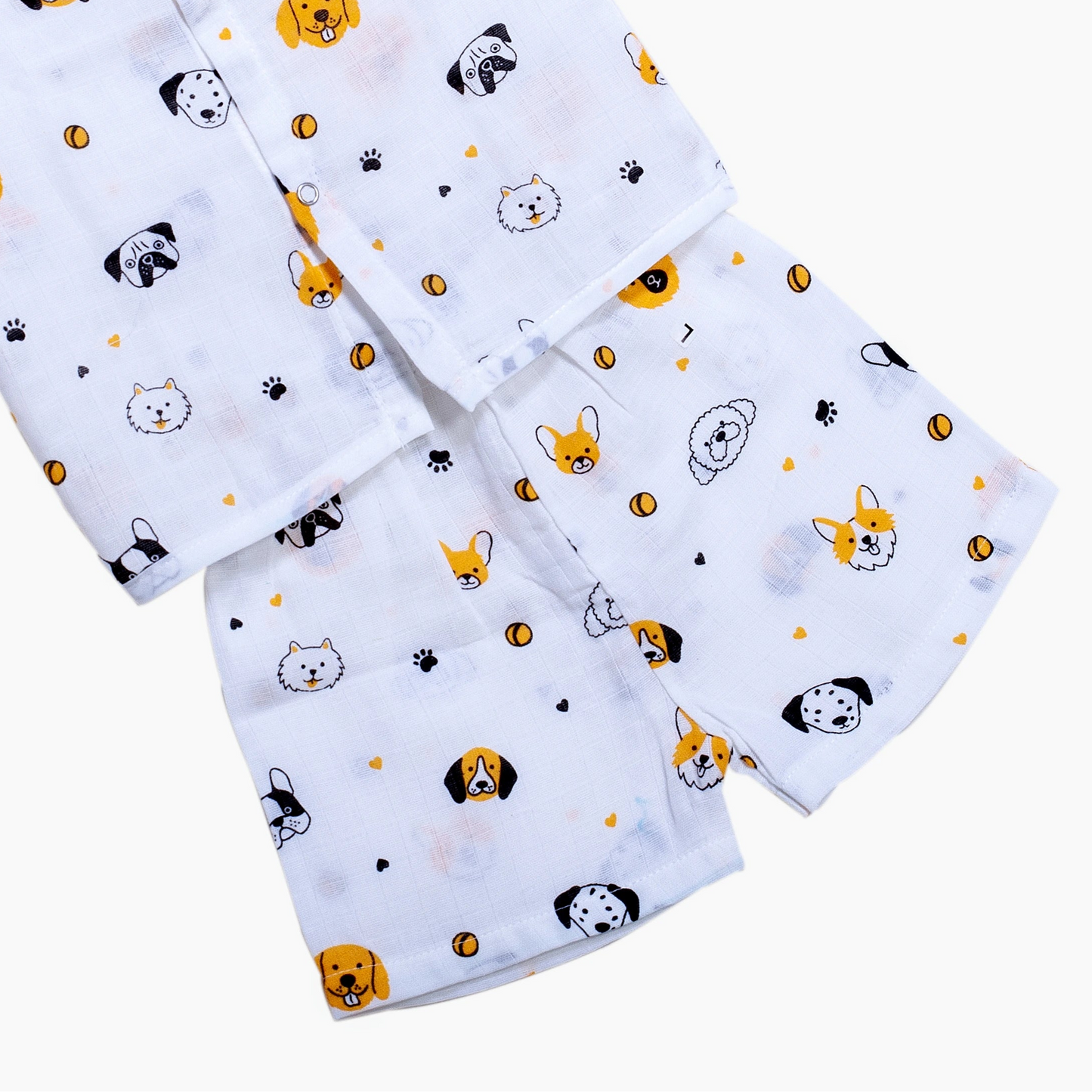 Muslin Jhabla Short Set- Puppy Pals - Coconest Kids