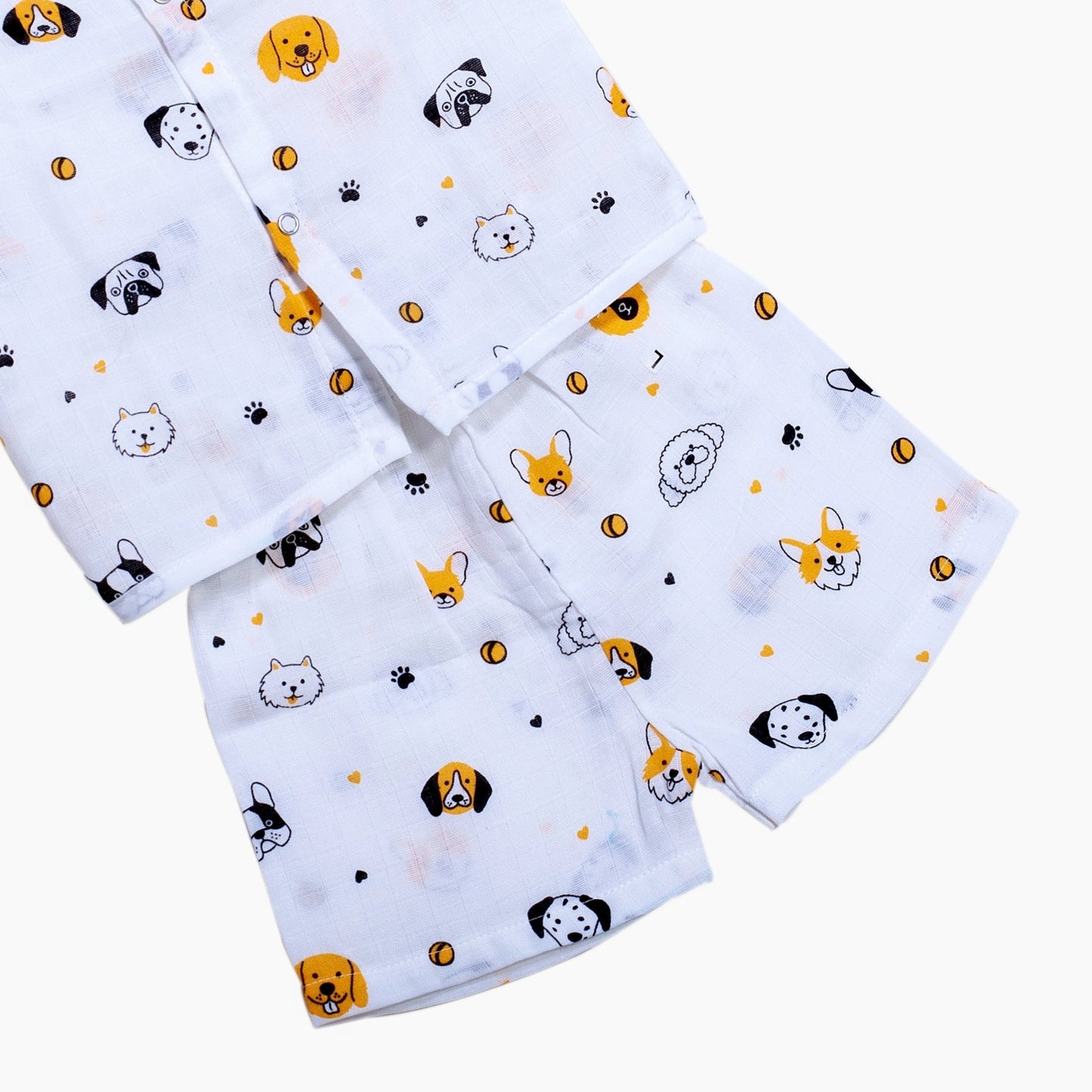 Muslin Jhabla Short Set- Puppy Pals - Coconest Kids