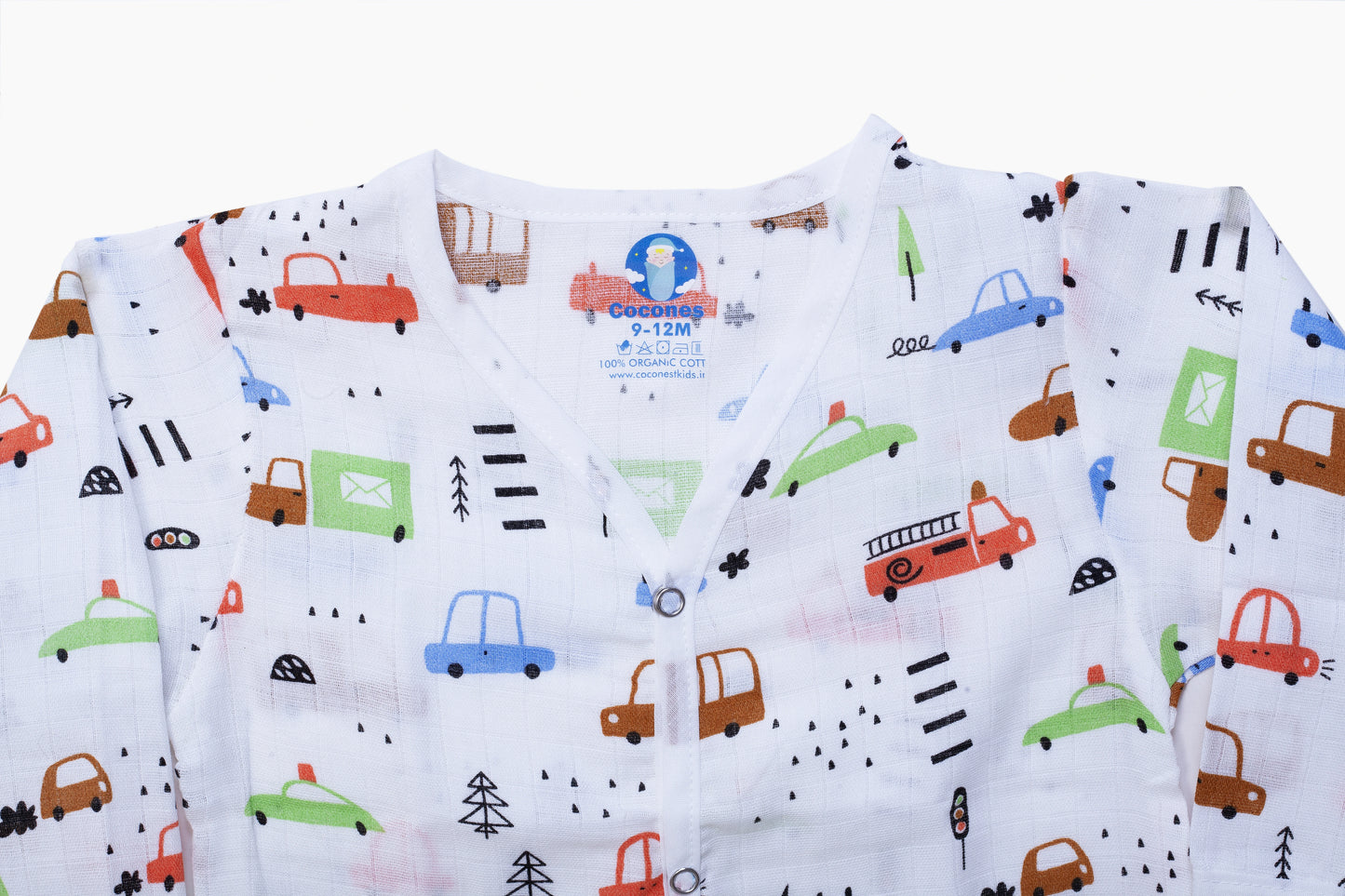 Muslin Jhabla Short Set- Little Wheels - Coconest Kids