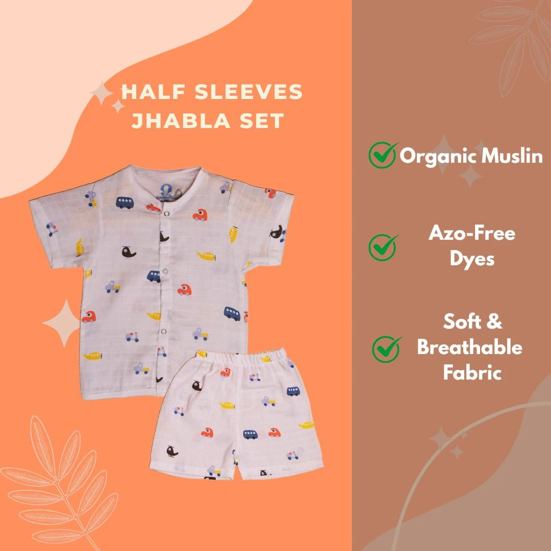 Pack of 2 Muslin Jhabla Half Sleeves + Full Sleeves | Ultra-Soft & Breathable Jhabla - Coconest Kids