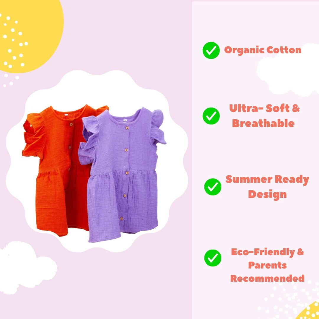 Pack of 2 Organic Cotton Frocks – Super Breathable, Summer Friendly - Coconest Kids