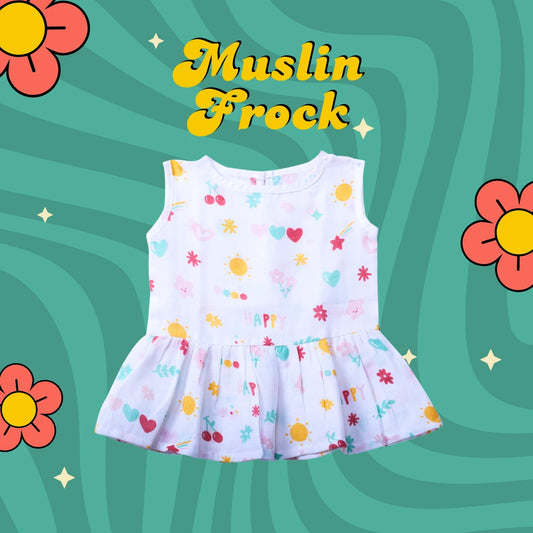GOTS Certified- Sunny Bloom Muslin Frock - Coconest Kids 
