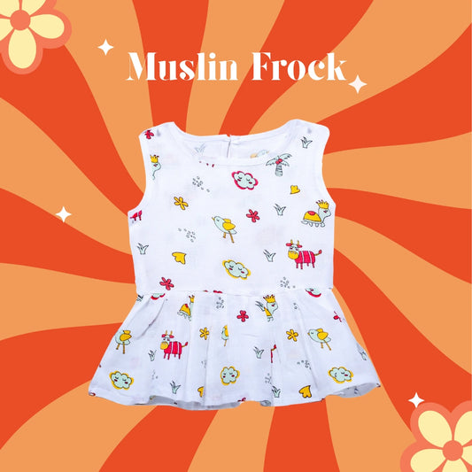 GOTS Certified- Tweetie Time Muslin Frock - Coconest Kids 