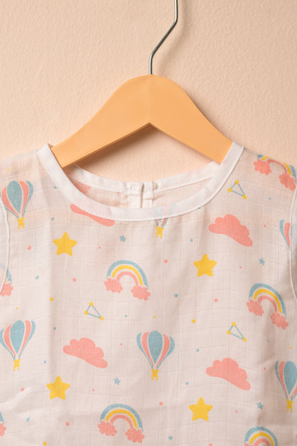 GOTS Certified- Rainbow Dreams Muslin Frock - Coconest Kids 