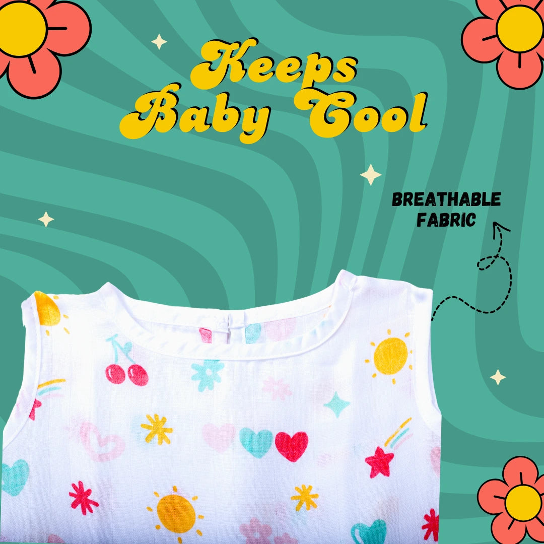 GOTS Certified- Sunny Bloom Muslin Frock - Coconest Kids 