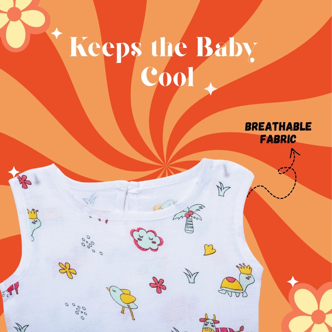 GOTS Certified- Tweetie Time Muslin Frock - Coconest Kids 