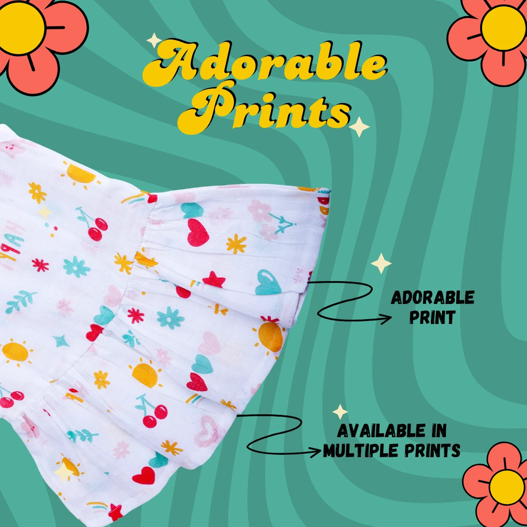 GOTS Certified- Sunny Bloom Muslin Frock - Coconest Kids 