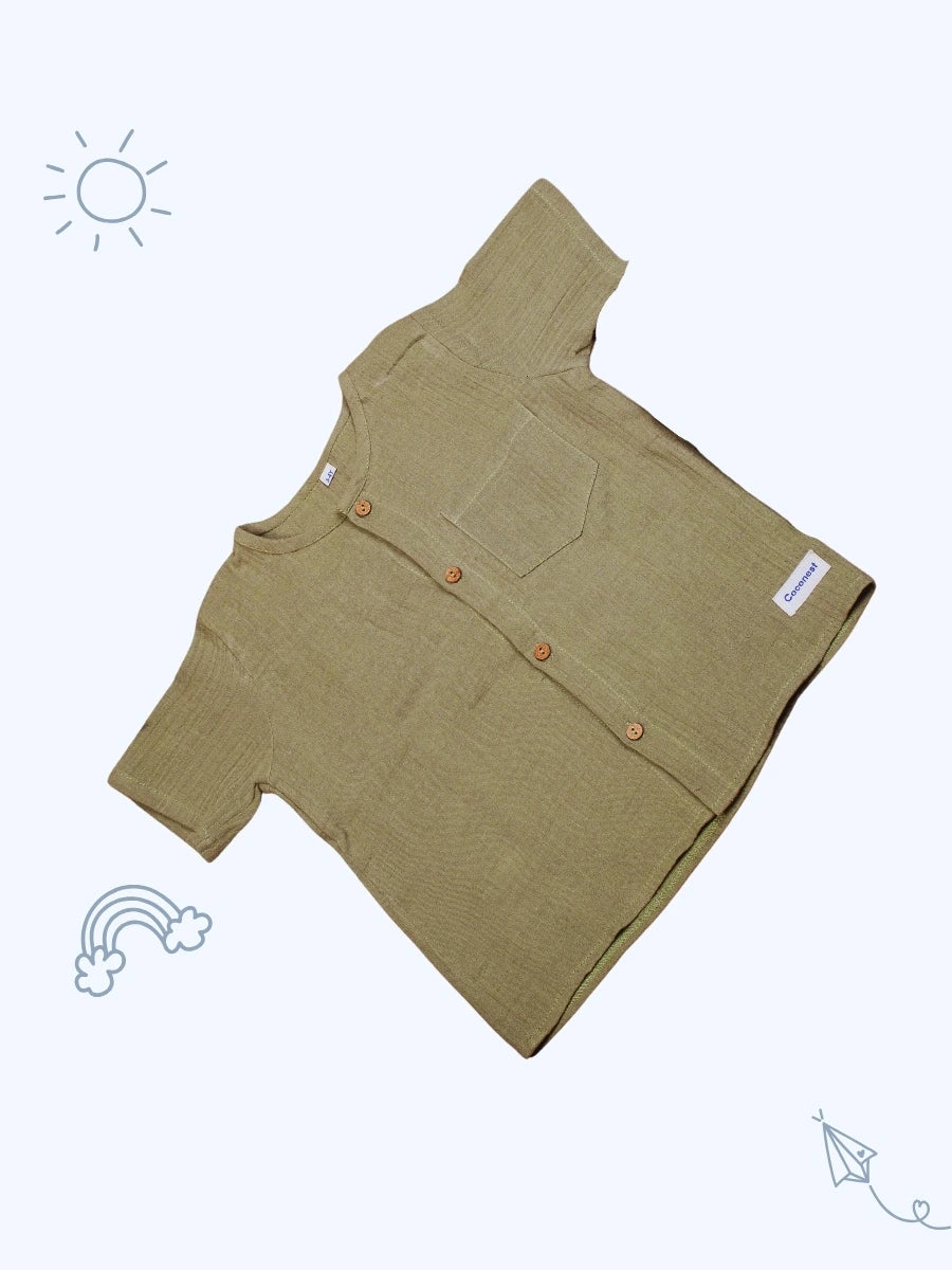 Organic Cotton Boys Co-ord Set– Olive Green - Coconest Kids 
