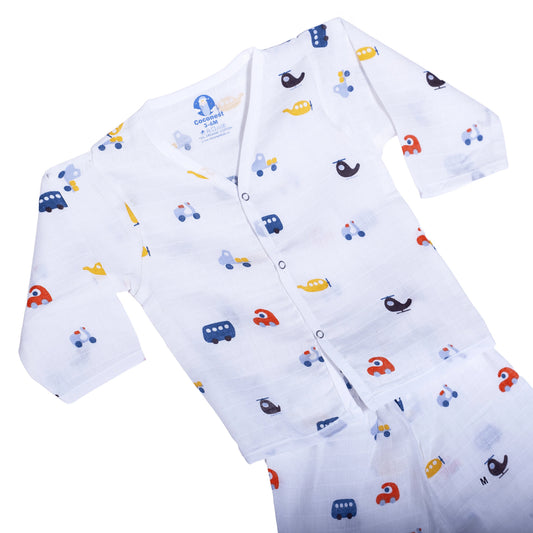 Organic Muslin- Adventure Express Pyjama Set - Coconest Kids 