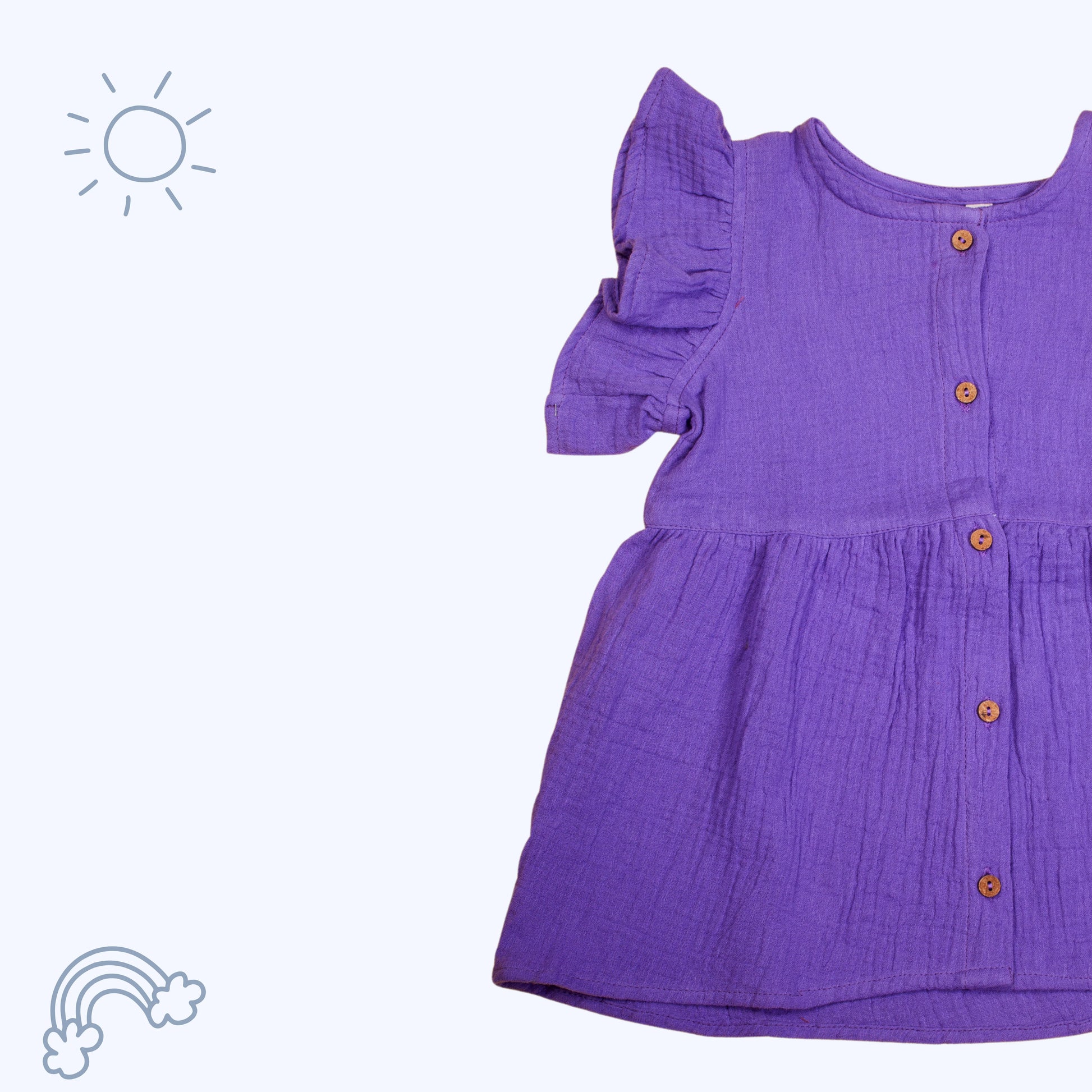 Crinkled Organic Cotton Frock- Pansy Purple - Coconest Kids 
