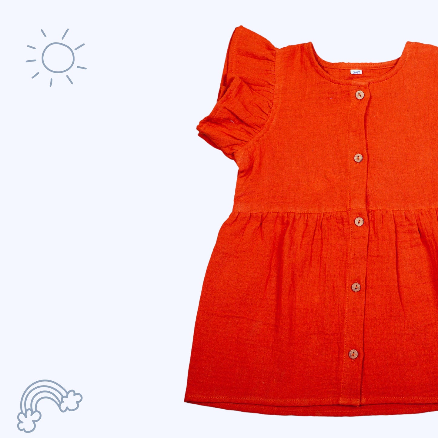 Crinkled Organic Cotton Frock- Rustic Red - Coconest Kids 