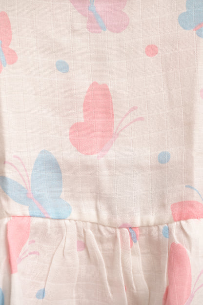 GOTS Certified- Butterfly Muslin Frock - Coconest Kids 