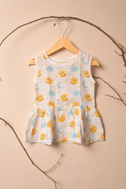 GOTS Certified- Sleepy Fox Muslin Frock - Coconest Kids 