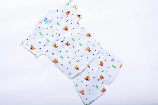Muslin Jhabla Short Set- Little Teddy - Coconest Kids 