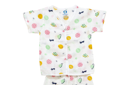 Muslin Jhabla Short Set- Cosmic Cuddles - Coconest Kids 