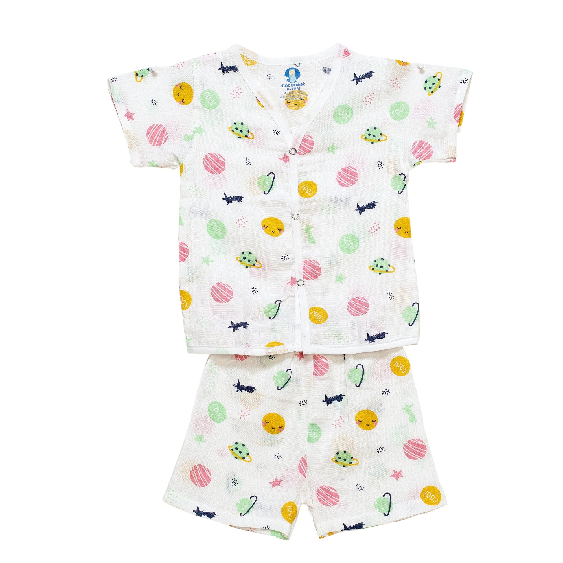 Muslin Jhabla Short Set- Cosmic Cuddles - Coconest Kids 