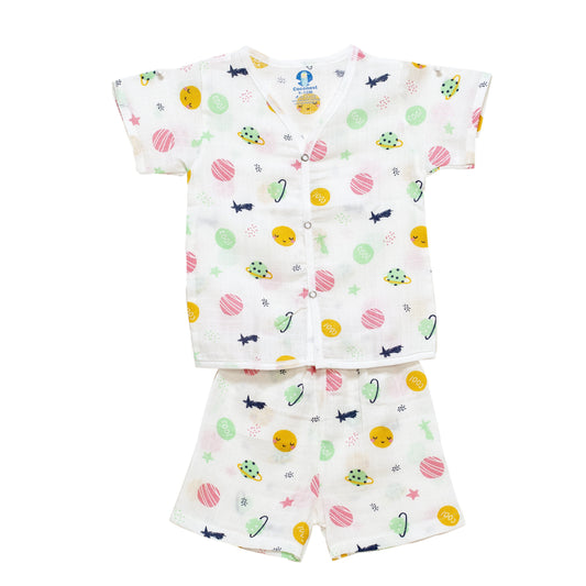 Muslin Jhabla Short Set- Cosmic Cuddles - Coconest Kids 