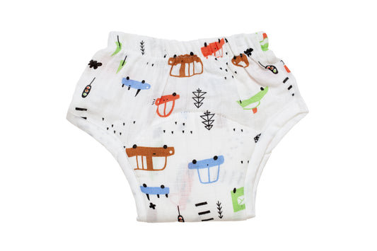 Muslin Reusable Baby Padded Underwear- Little Wheels - Coconest Kids 