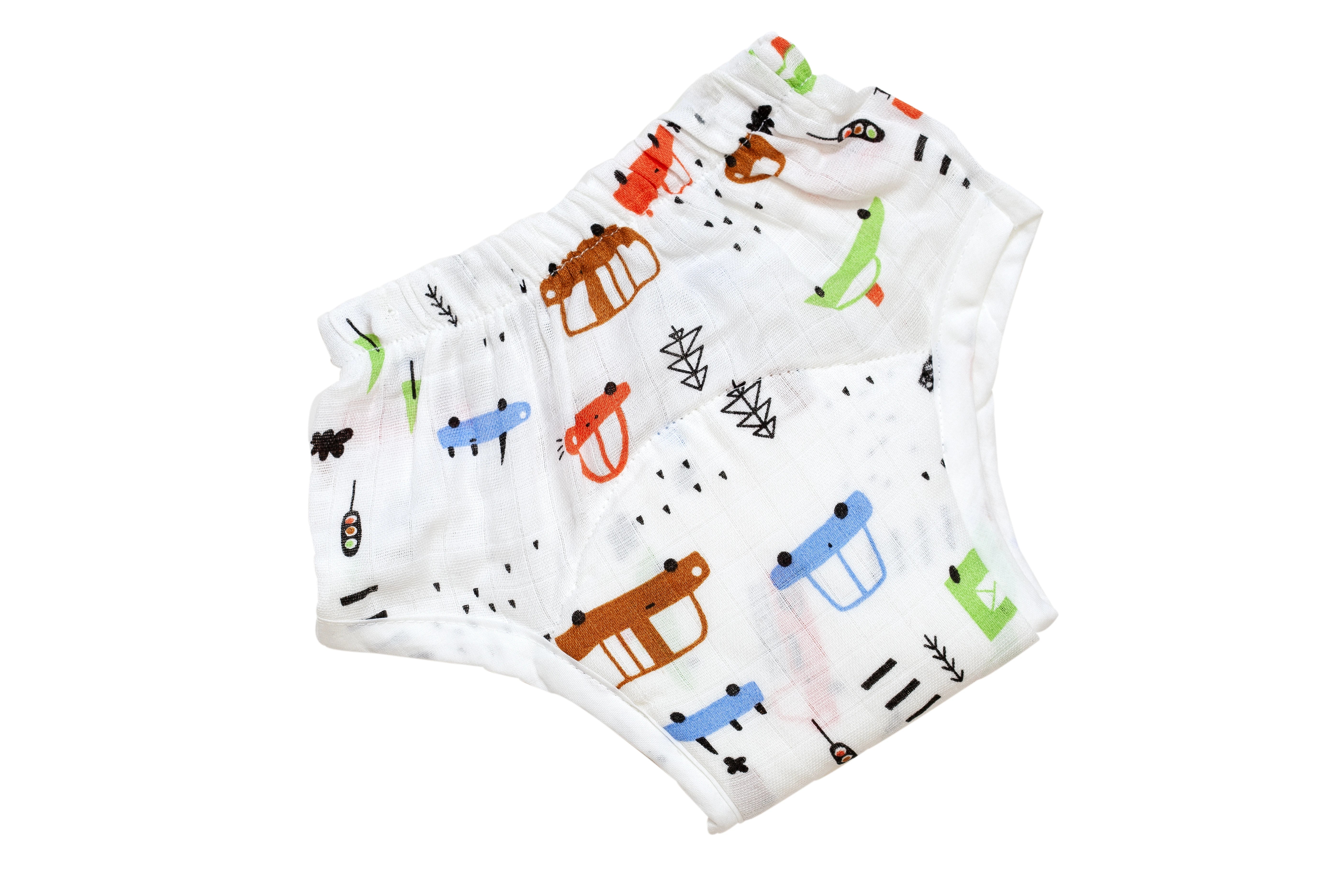 Muslin Reusable Baby Padded Underwear- Little Wheels - Coconest Kids 
