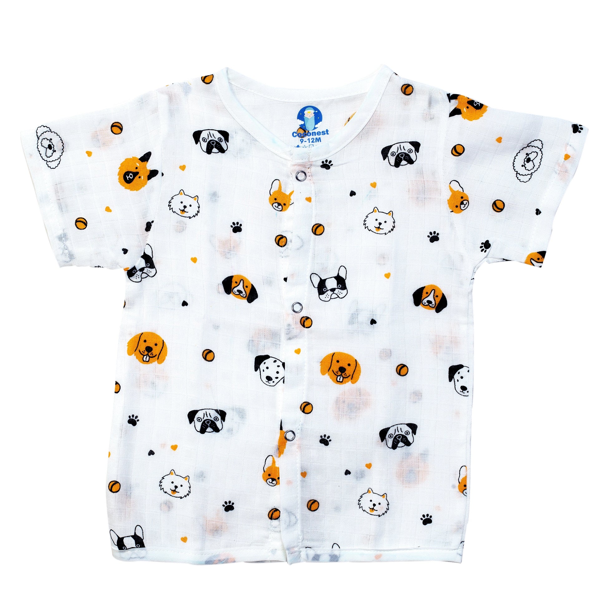Muslin Jhabla Short Set- Puppy Pals - Coconest Kids 