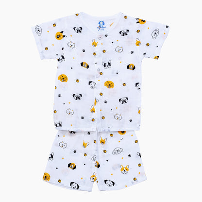 Muslin Jhabla Short Set- Puppy Pals - Coconest Kids 