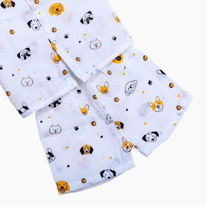 Muslin Jhabla Short Set- Puppy Pals - Coconest Kids 