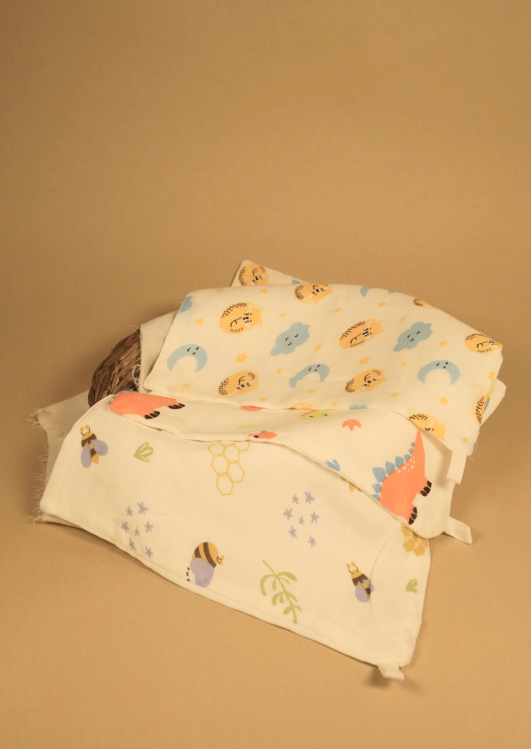 Muslin Face Wipes- 100% Organic Muslin Assorted Prints (Pack of 5) - Coconest Kids 