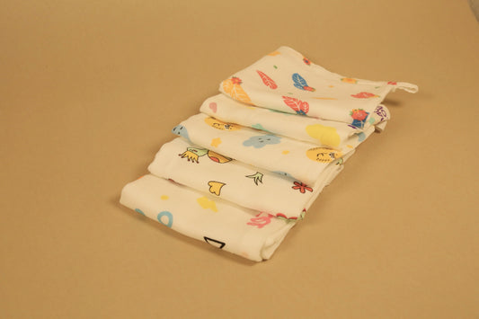 100% Organic Muslin Face Wipes – Ultra-Soft, Highly Absorbent, Assorted Prints, Gentle wipes