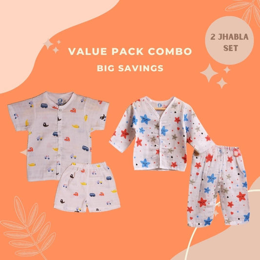 Coconest Kids- Pack of 2 Muslin Jhabla Half Sleeves+Full Sleeves 