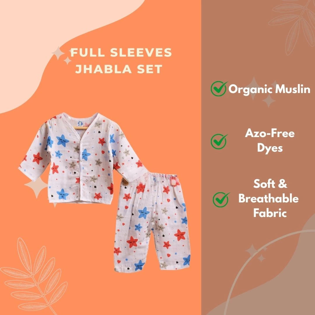 Pack of 2 Muslin Jhabla Half Sleeves + Full Sleeves | Ultra-Soft & Breathable Jhabla - Coconest Kids 