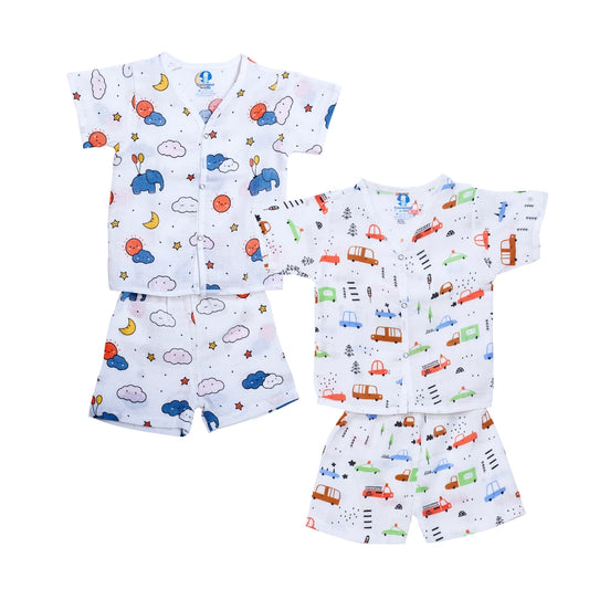 Muslin Jhabla Short Set- (Pack of 2) - Coconest Kids 