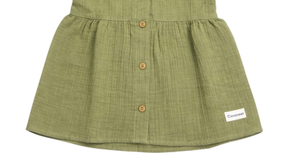 crinkled organic cotton baby toddler-dress olive green fall coconest kids