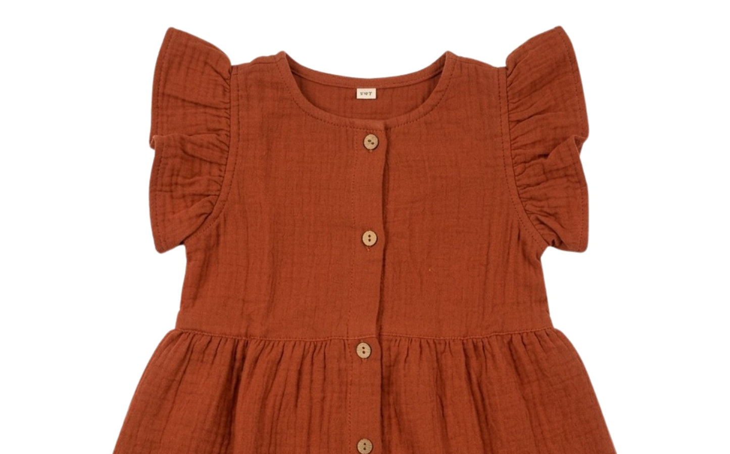 crinkled organic cotton baby toddler dress frock rustic red buttonscoconest kids