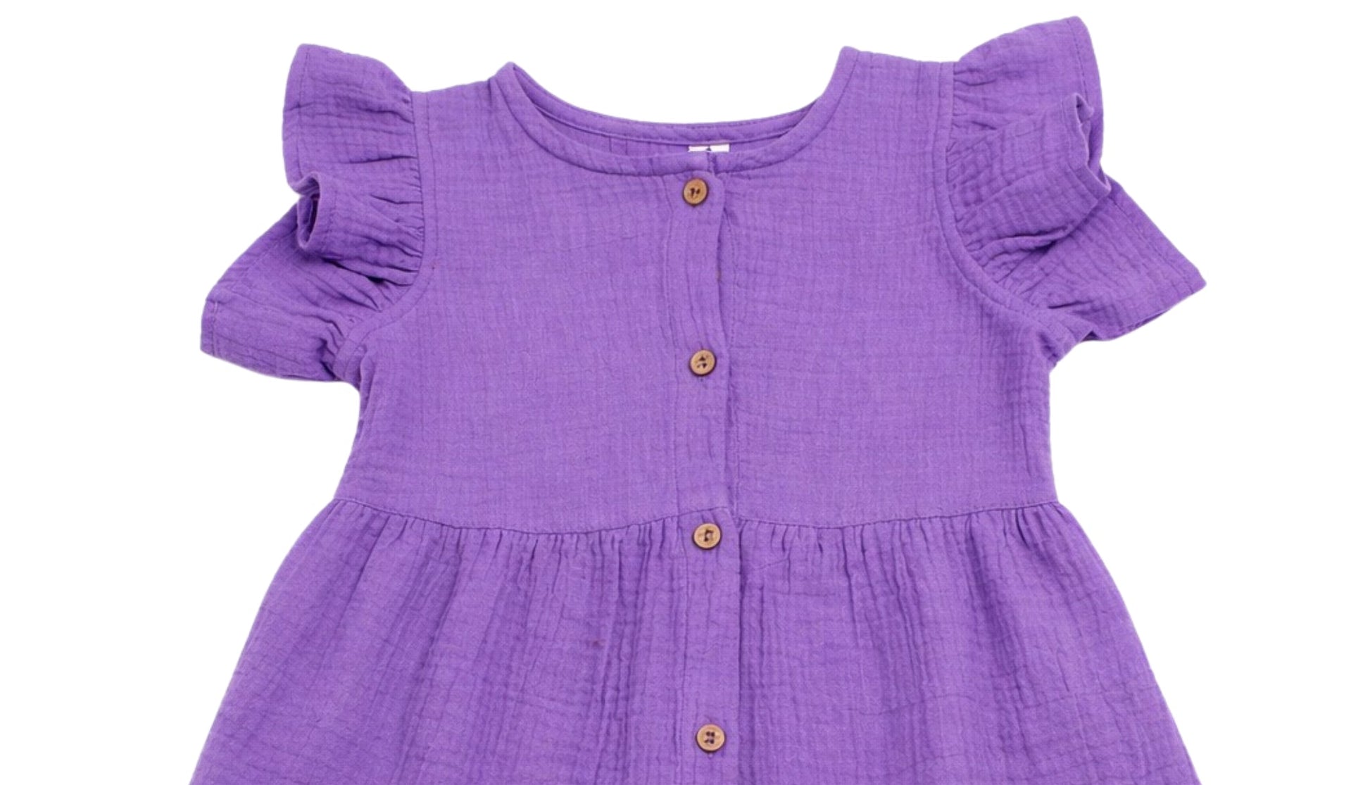 crinkled organic cotton baby toddler dress pansy purple buttons coconest kids