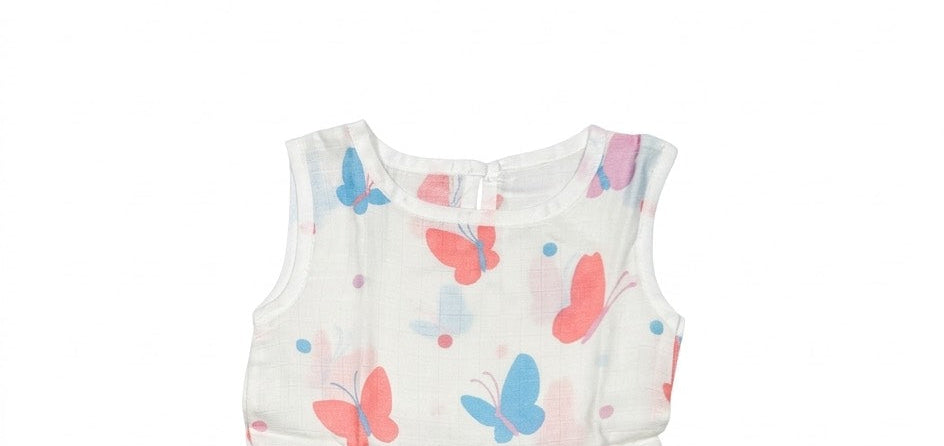 organic muslin baby frock neck butterfly print by coconest kids coconest