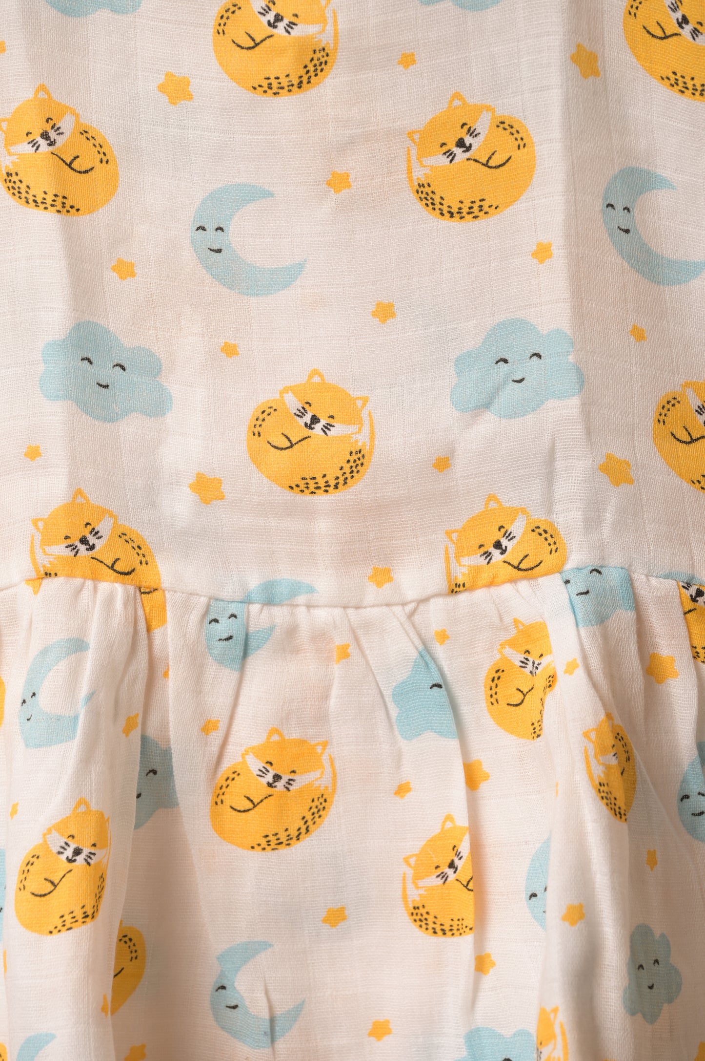 organic muslin baby frock sleepy fox print detail by coconest kids coconest 