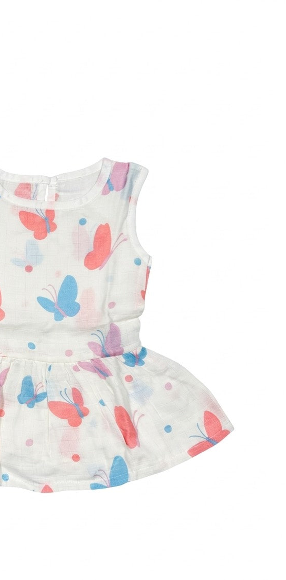 organic muslin baby frock sleeveless butterfly print by coconest kids coconest