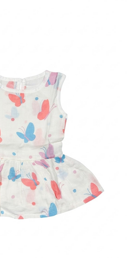 organic muslin baby frock sleeveless butterfly print by coconest kids coconest